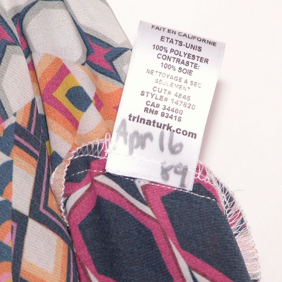 Trina Turk Womens Pleated Skirt size 8 Geometric Print Unlined Mid Calf Side Zip - Picture 8 of 11